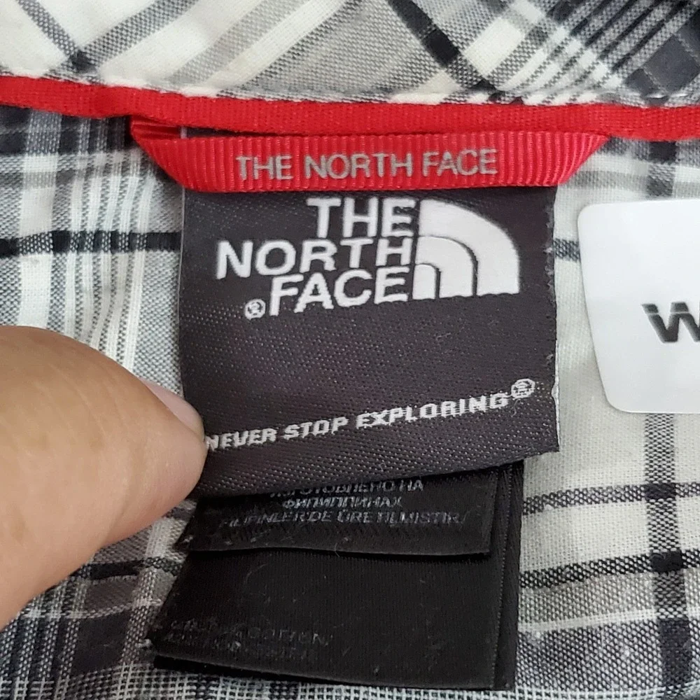 The North Face Men Button Up Shirt M White Plaid Western Short Sleeve READ